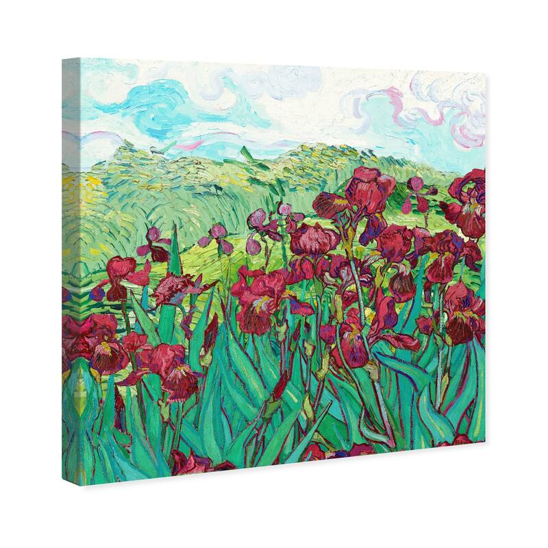 Wynwood Studio Canvas Floral and Botanical Wild Flowers Green and Dark Red Modern & Contemporary Wall Art Canvas Print