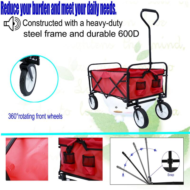 Multifunctional Folding Cart with 360° Rotating Wheels