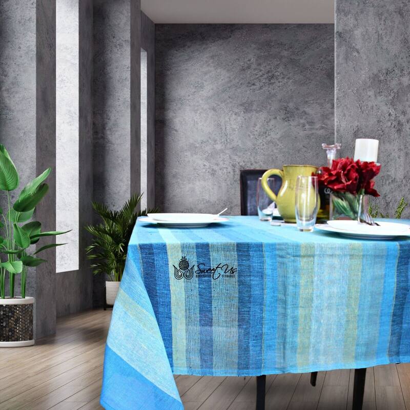 Striped Light weight Cotton Tablecloth Rectangle Red Blue Green