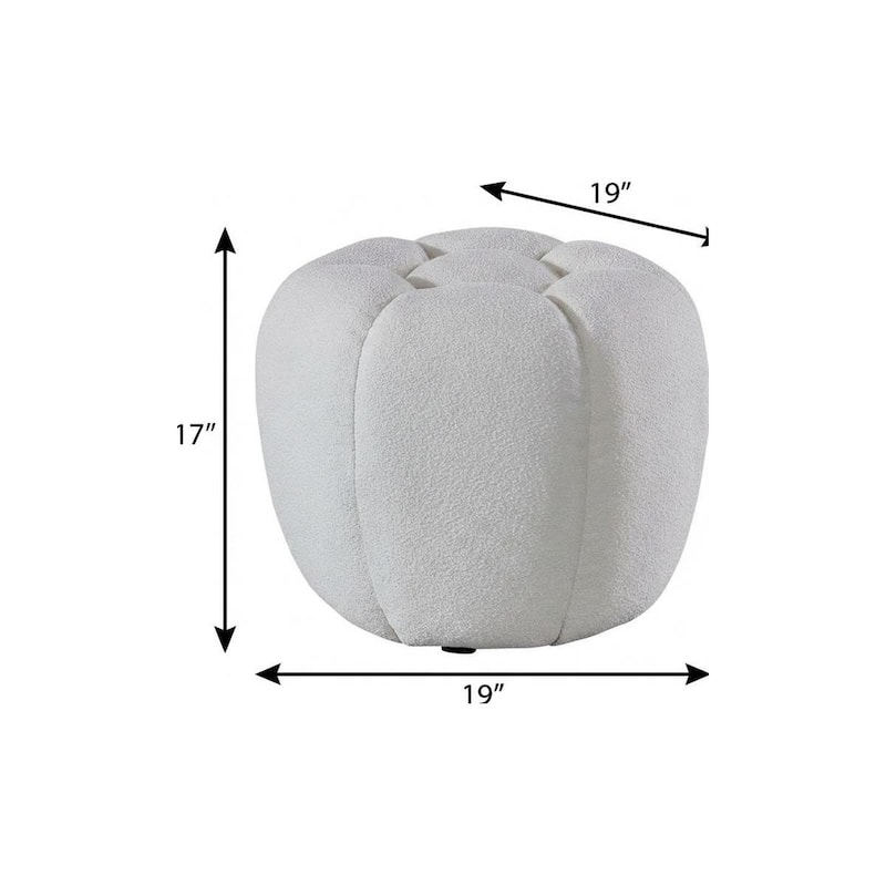 HomeRoots 19" White Tufted Boucle Round Ottoman