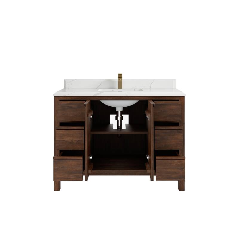 Willow Collections 48 in. W x 22 in. D Elizabeth Solid Teak Single Sink Bathroom Vanity with Countertop