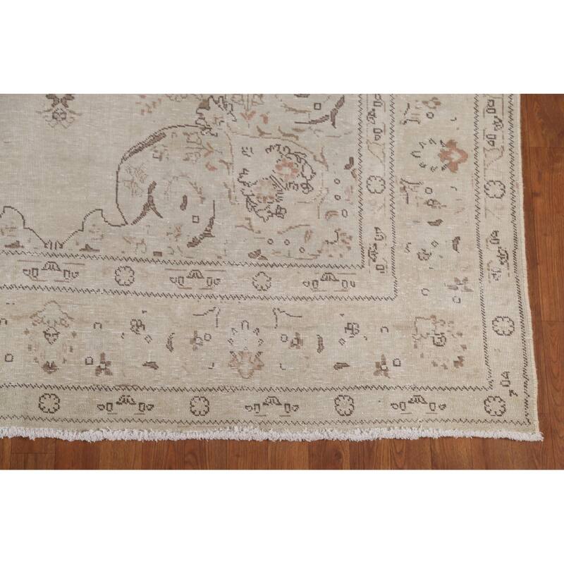 Distressed Persian Vintage Area Rug Hand-Knotted Wool Carpet - 6'6"x 9'9"