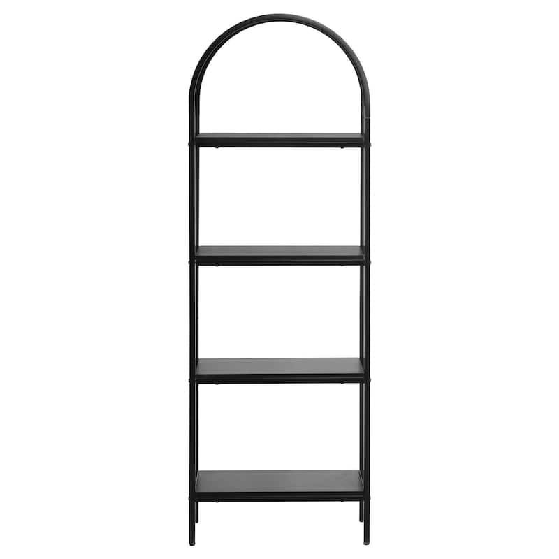 4-Tier Black Metal Freestanding Bookshelf with Adjustable Foot Pads Suitable for Any Room - 23.62" x 11.81" x 70.87"