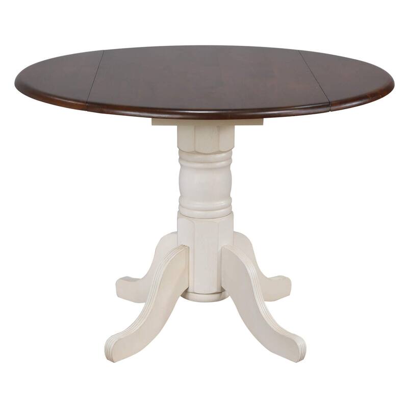 Extendable Round Dining Table Set 42" - 3 Piece Retro Drop Leaf Table & Chairs - Seats 4