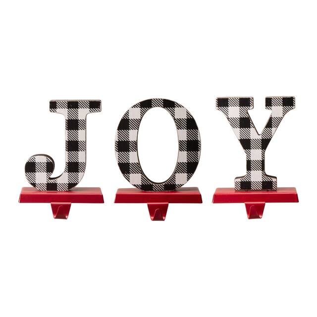 Glitzhome Christmas Word Stocking Holder Set - Black and White JOY