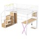 preview thumbnail 17 of 16, Full Metal Loft Bed with Workstation, Wardrobe & LED