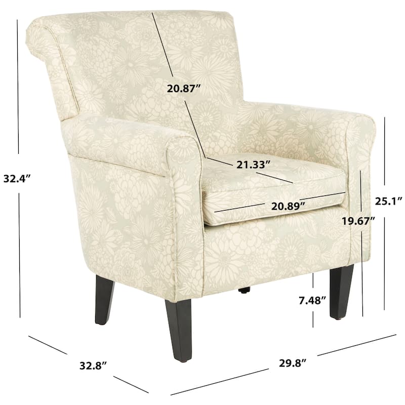 SAFAVIEH Gramercy Garden Motif Grey Club Chair - 30"W x 33"D x 32"H