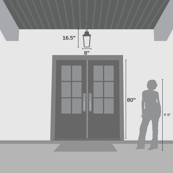 dimension image slide 2 of 3, Hunter Spring Cove Outdoor 3 Light 17 Inch Pendant - Traditional - Entryways, Porches, or Outdoor Gathering Spaces