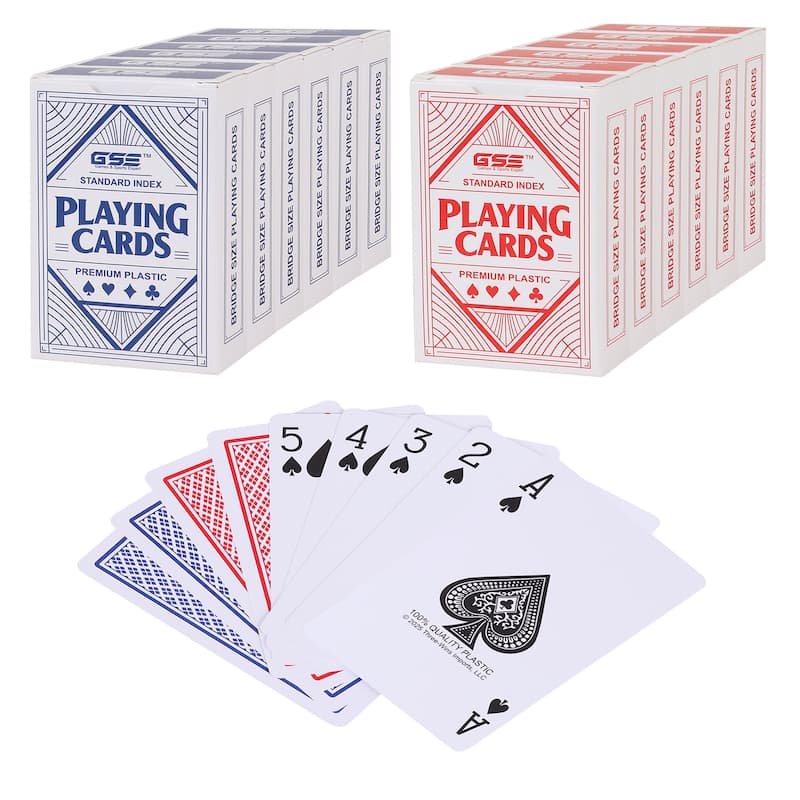 GSE Plastic Waterproof Playing Cards, Bridge Size Standard/Regular Index - 12-Deck