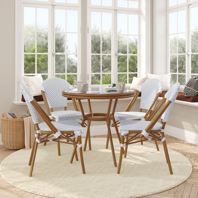 Indoor/Outdoor Commercial Bistro Set with Table and Four Chairs
