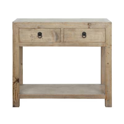 Artissance 35" Long Natural Wood Console Vintage Elm With Two Drawers