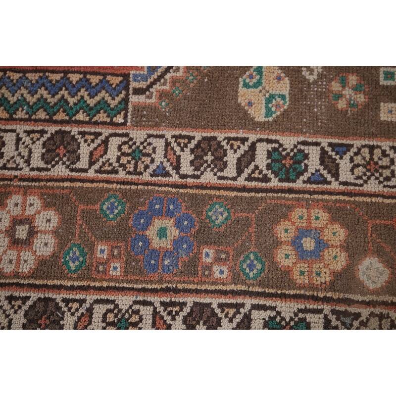 Tribal Geometric Shiraz Persian Vintage Area Rug Handmade Wool Carpet - 6'8"x 9'9"