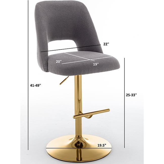 Best Quality Furniture Adjustable Textured Fabric Barstools with Chrome Finish Base (Set of 2)