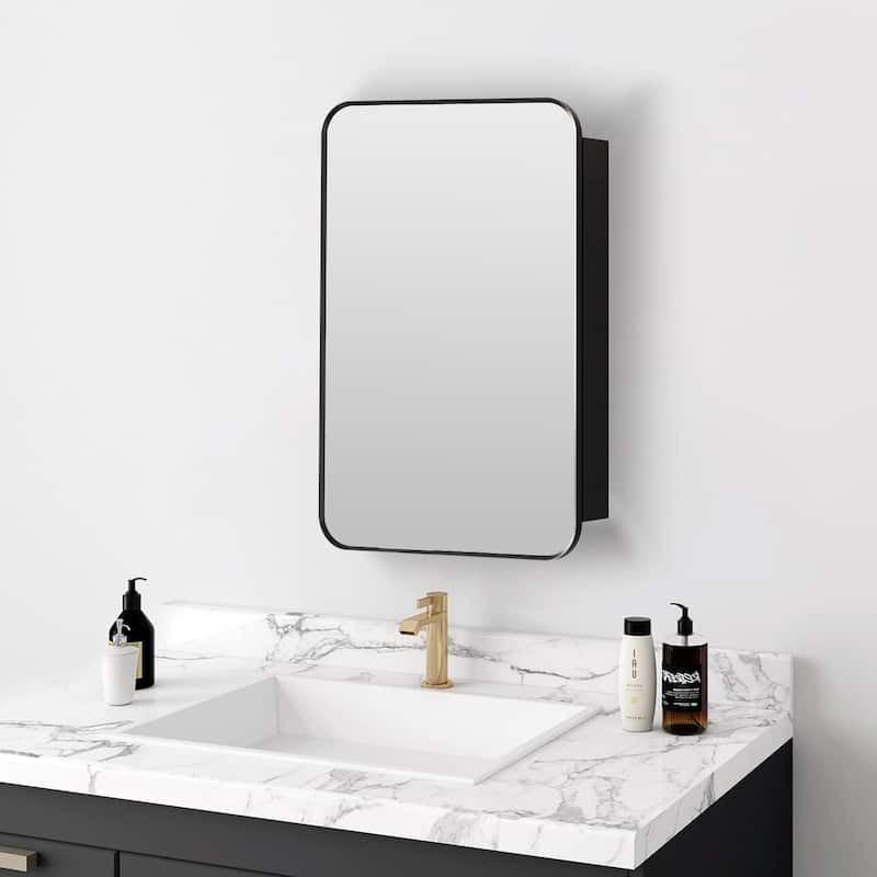 Topcraft Black Wall Mounted Aluminum Framed Medicine Cabinet
