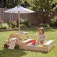 preview thumbnail 2 of 8, Gymax 3-in-1 Wooden Sandbox w/Foldable Umbrella Convertible Picnic