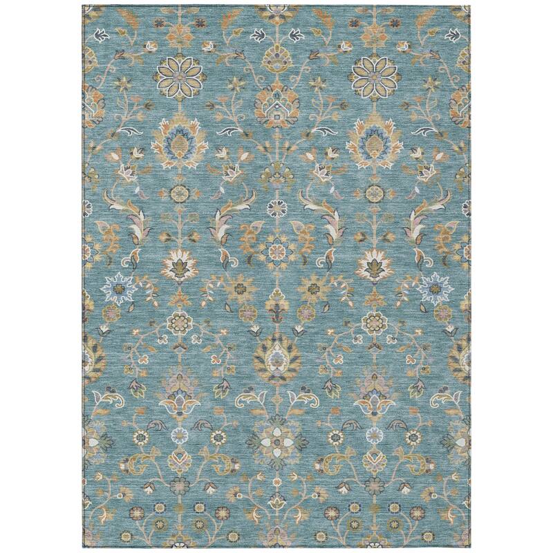 Machine Washable Indoor/ Outdoor Traditional Basalt Chantille Rug