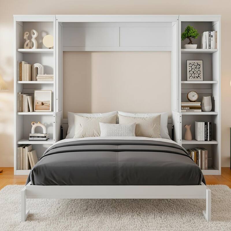 Murphy Bed with Built-In Desk and Bookshelf by Harper&Bright Designs