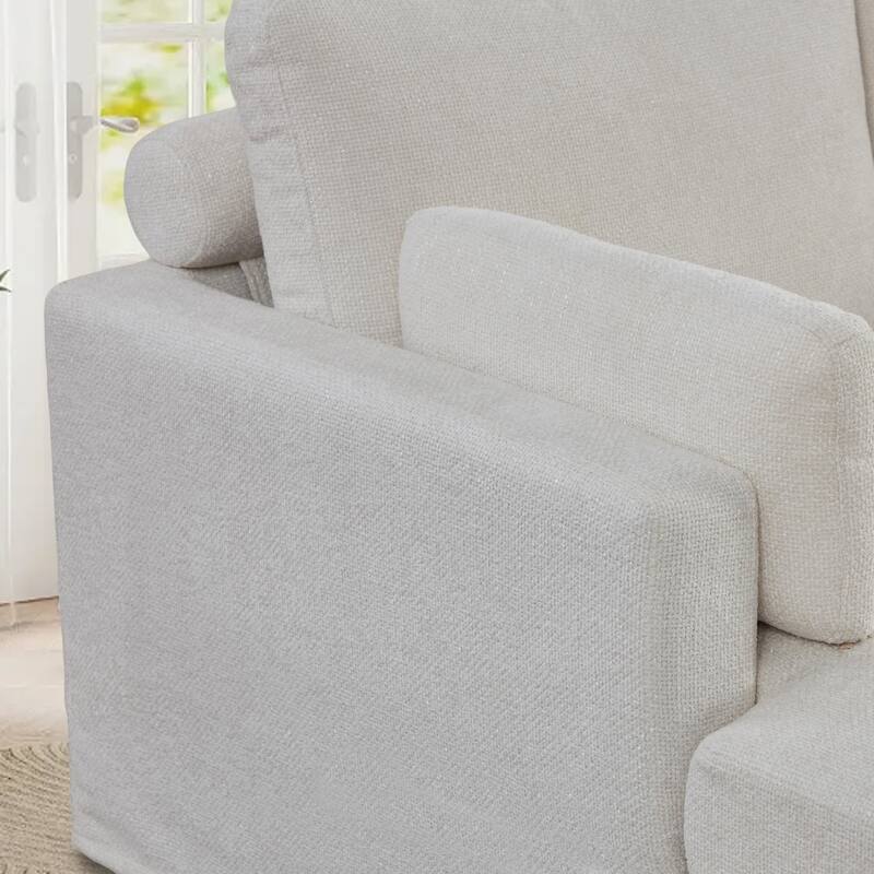 63.4"W Chenille Combination Sofa,Sofa Bed with Cushions & Metal Legs