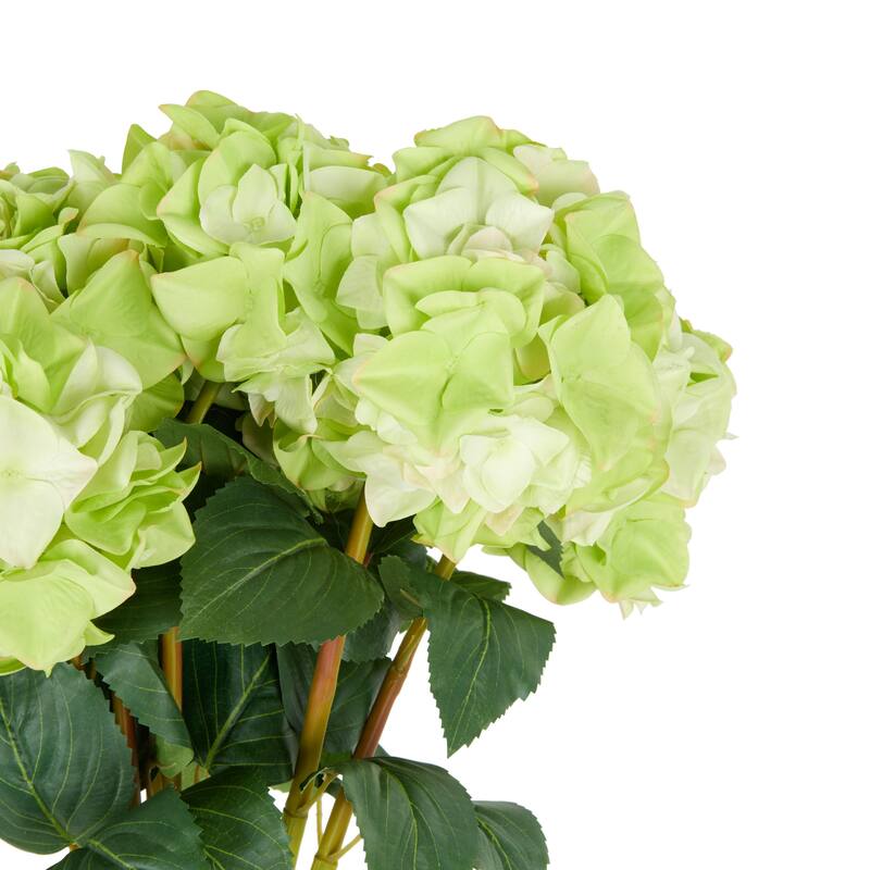 Green Faux Foliage Tall Hydrangea Artificial Flower Stem (Set of 8)