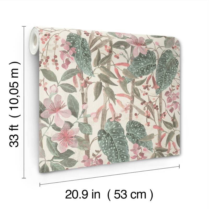 A-Street Prints Kalina Teal Floral Fruits Wallpaper