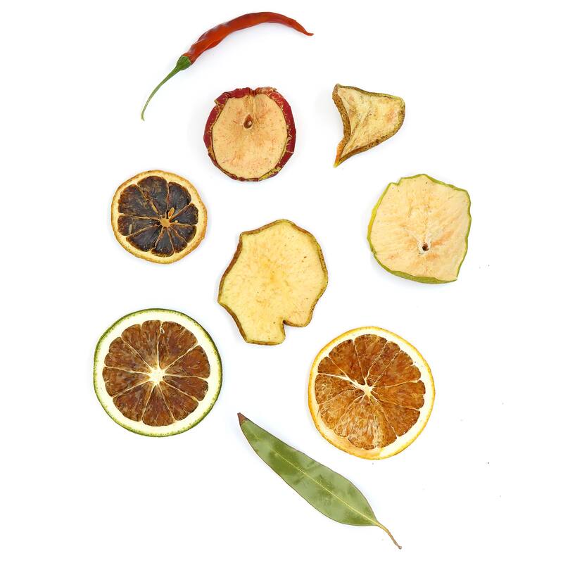 6" 250 Gram Mixed Potpourri Citrus, Sliced Red and Green Apple, Red Chiles, Eucalyptus Leaves - 6 in
