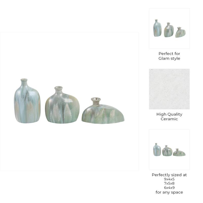 Stoneware Decorative Vases Sleek Sculptural Design Modern (Set of 3)