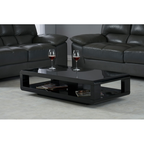 Artiva CASA Modern Lacquer Coffee Table Glossy Black 48 X24 X12 H