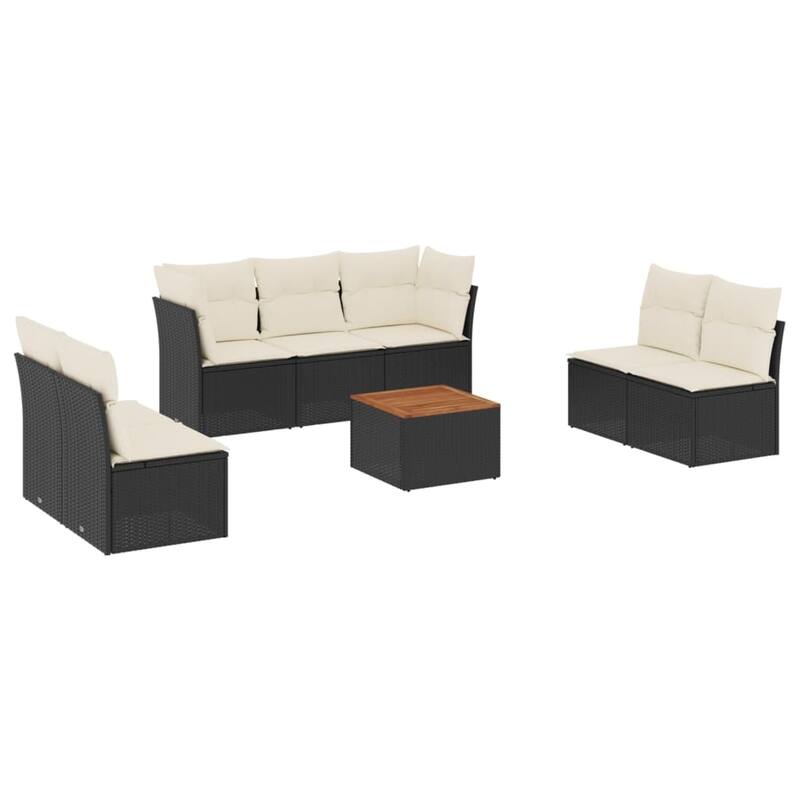 vidaXL Patio Sofa Set with Cushions Outdoor Furniture 8 Piece Poly Rattan