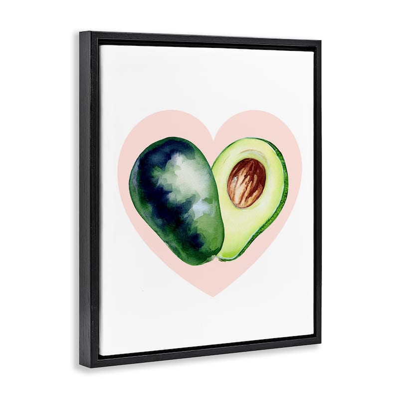 Stupell Heart Shaped Avocado Framed Floater Canvas Wall Art Design By Lil' Rue