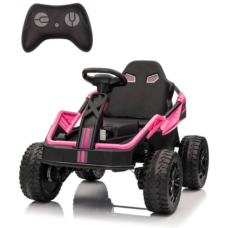 24V Kids Electric Car with Parent Control, 200W 4x4 Ride On Toy for Big Kids,4 Wheeler ATV - PINK