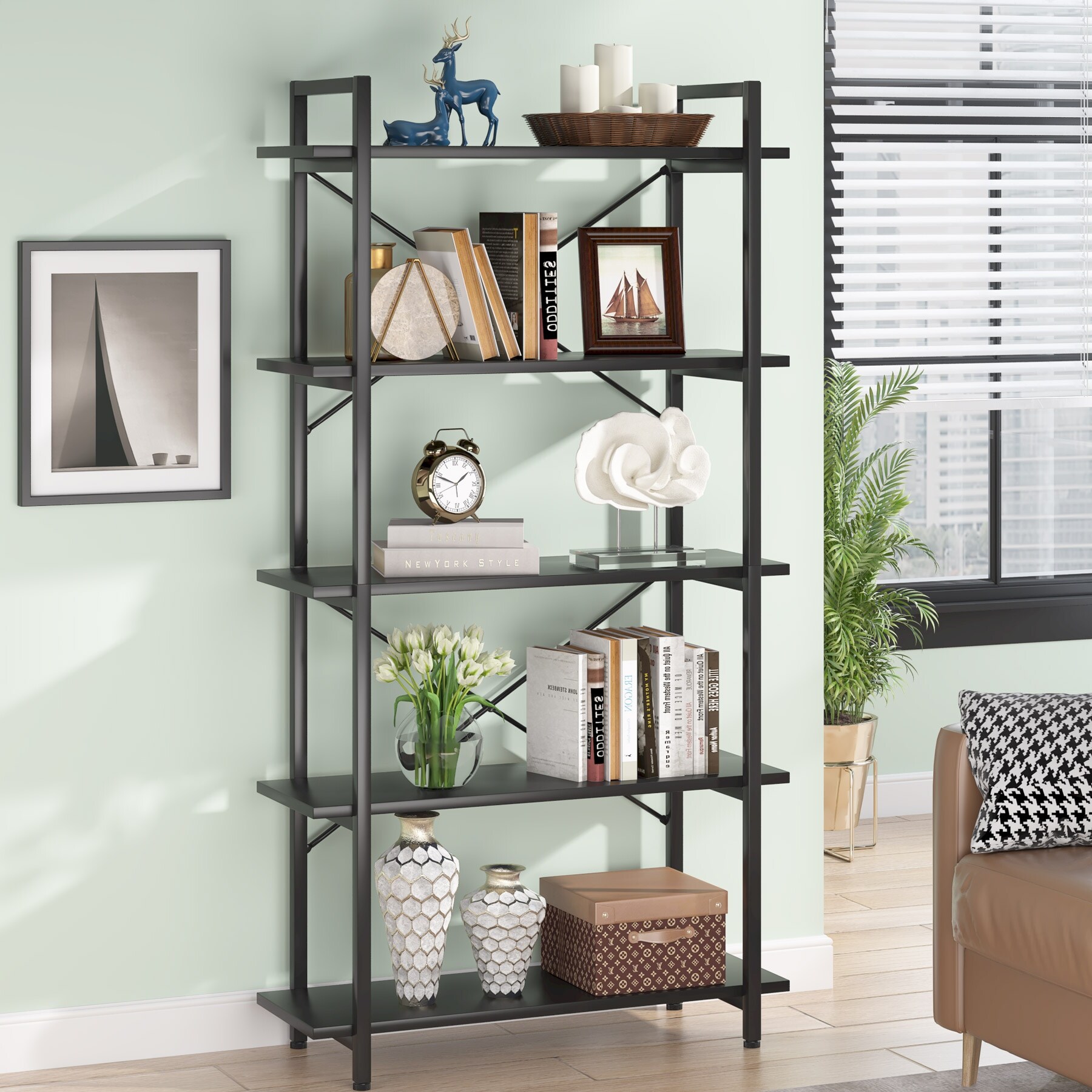 Black metal sale bookshelf