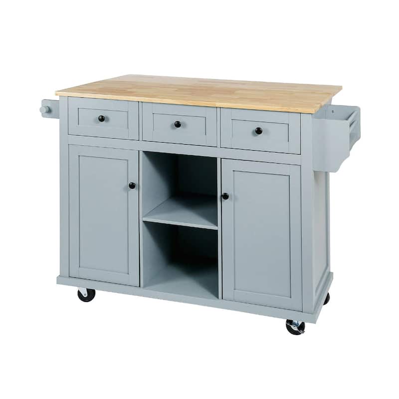 MDF Kitchen Cart Multifunctional with Storage Cabinet and 3 Drawers