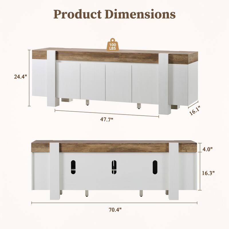 Modern Farmhouse TV Stand, Wood Entertainment Center for Living Room