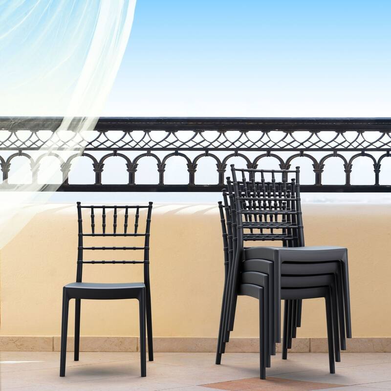 36" Black Stackable Outdoor Patio Armless Dining Chair