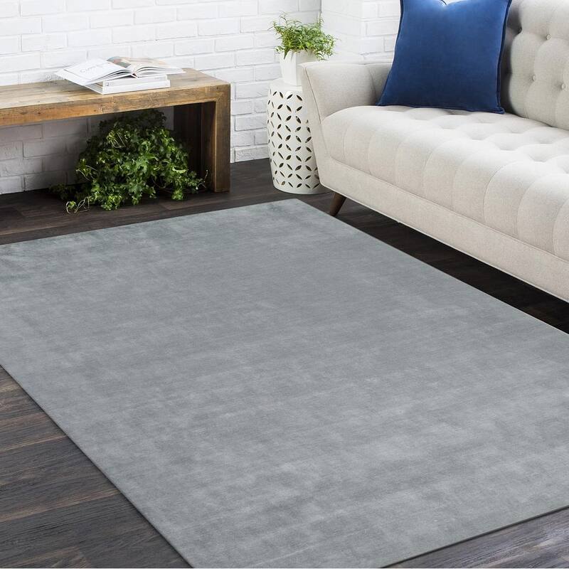 Overton Handmade Modern Contemporary Solid Area Rug - 8' x 10' - Grey