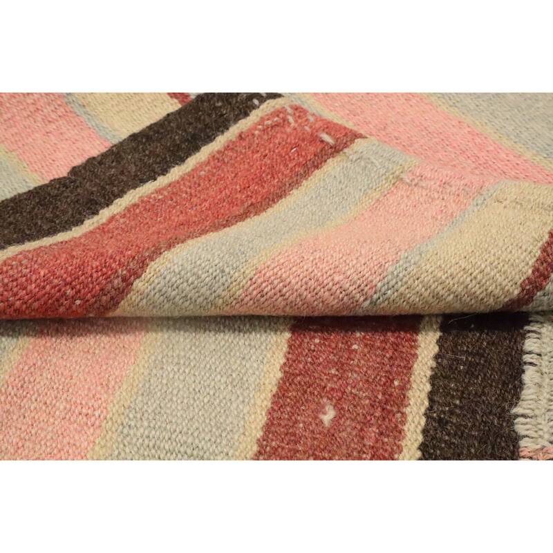 Hand Woven Oriental 100% Wool Carpet Southwestern Geometric Multi-Colored Kilim Area Rug - 7' 5'' X 4' 8''