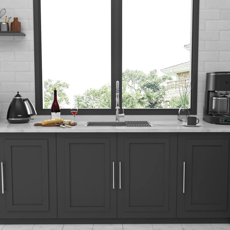 Drop-In 16 Gauge Single Bowl Stainless Steel Kitchen Sink in Brushed Nickel - 33'' x 22'' x 9''