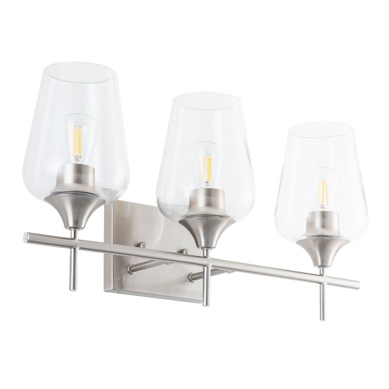 CO-Z Wall Sconce Vanity Lights with Glass Shade 2-Light/3-Light - Brushed Nickel - Brushed Nickel - 3-Light