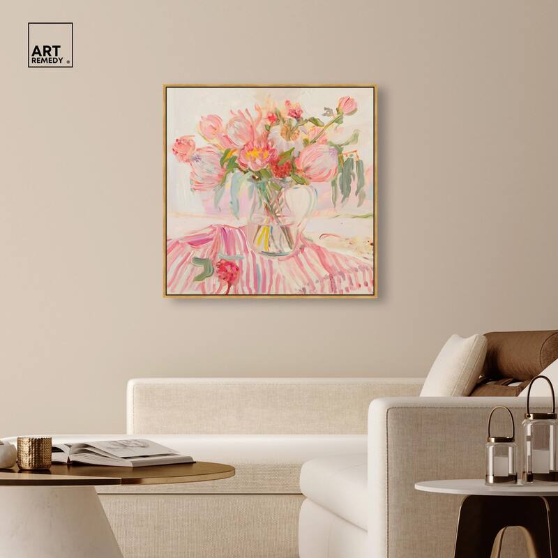 Candy Stripe Bloom Canvas by Art Remedy