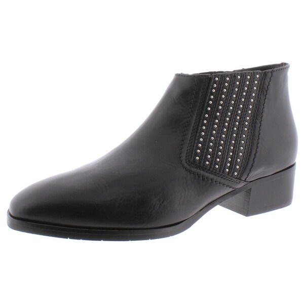 black leather studded chelsea boots