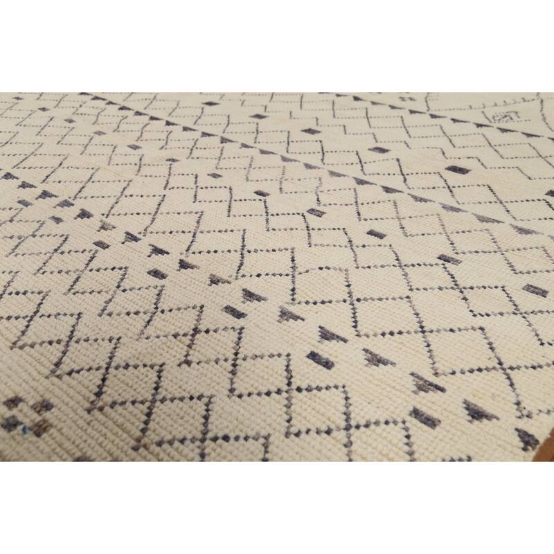 Trellis Moroccan Area Rug Hand-Knotted Oriental Wool Carpet - 7'1"x 10'10"