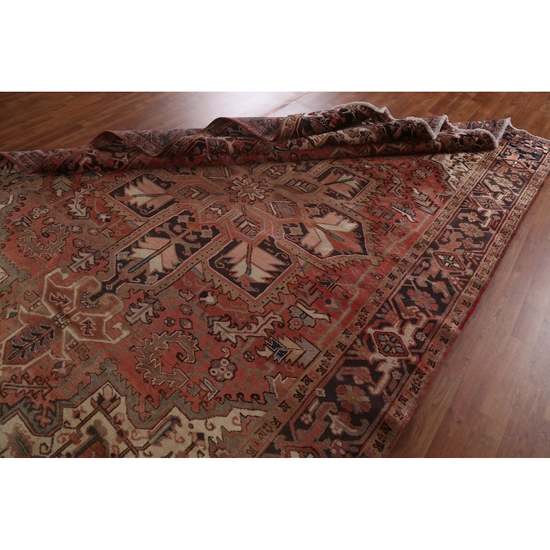 Vintage Geometric Traditional Heriz Persian Wool Area Rug Hand-knotted - 7'5" x 10'7"