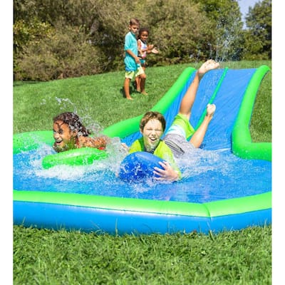 HearthSong 25-ft. Ultimate Dual Water Slide Sprinkler w/ Splash Pool and Speed Boards - one-size