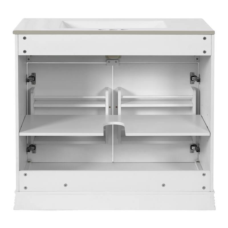 36" Bathroom Vanity with Ceramic Sink, Bathroom Storage Cabinet with 2 large Soft Closing Doors and Door Shelf