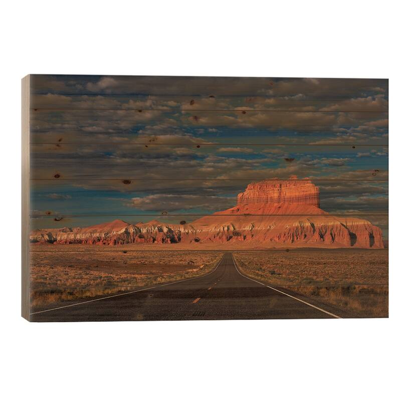USA, Utah. Sunrise On Highway Into Wild Horse Butte. Print On Wood by Jaynes Gallery - Multi-Color - 26x40x1.5