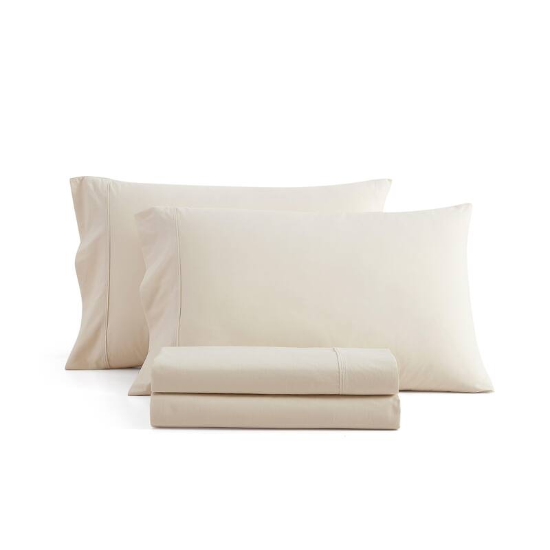 Martha Stewart Skylands Solid Cotton Sheet Set - Beige - Twin