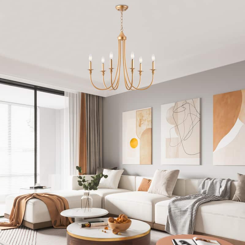 6-Light Farmhouse Antique Candlestick Dining Room Chandelier Fixture