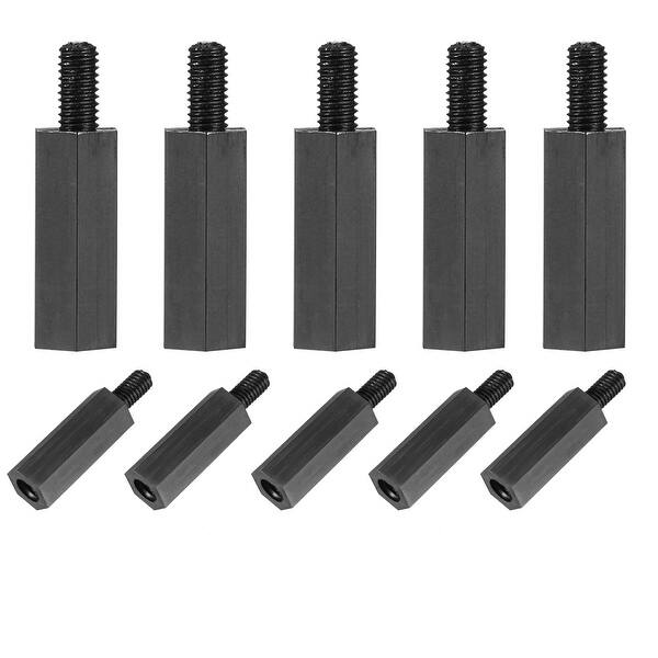 Hxchen 100-Pack M3 X 15mm + 6mm Male To Female Thread Nylon Hexagon Standoff Spacer Pillars – Black