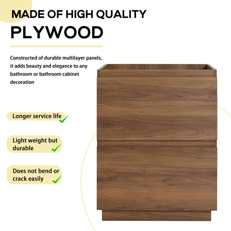 GDFStudio - Geneva Modern Wall-Mounted Bathroom Vanity Set with 2 Soft Close Drawers, Sink NOT INCLUDED