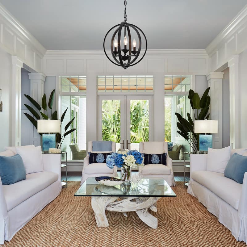 3-Light Farmhouse Globe Chandelier for Dining Room Kitchen Island
